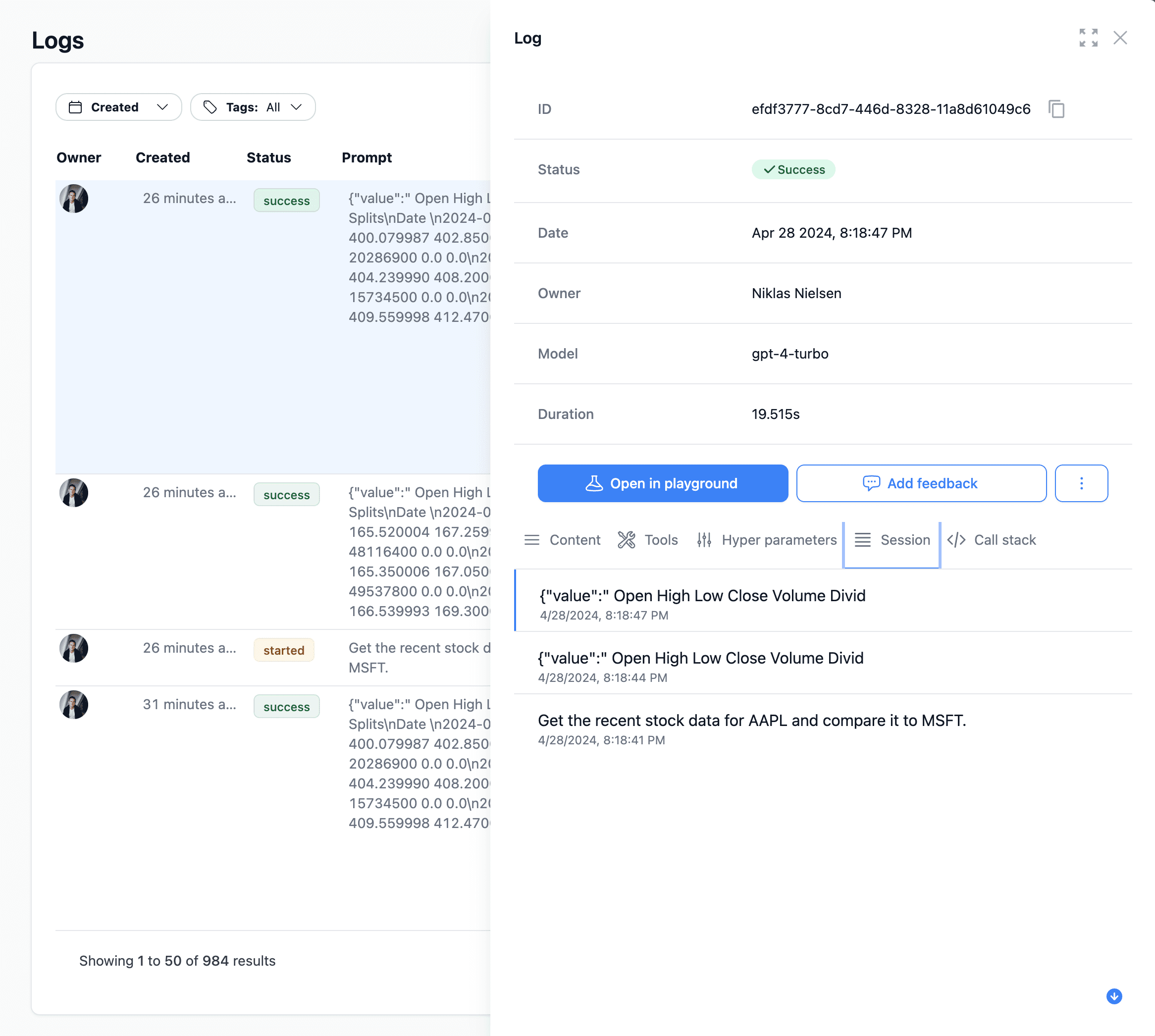 Chain log